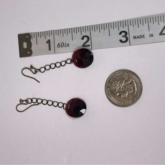 Victorian Gold Tone and Dark Red Necklace and Earring Set - Picture 9 of 11